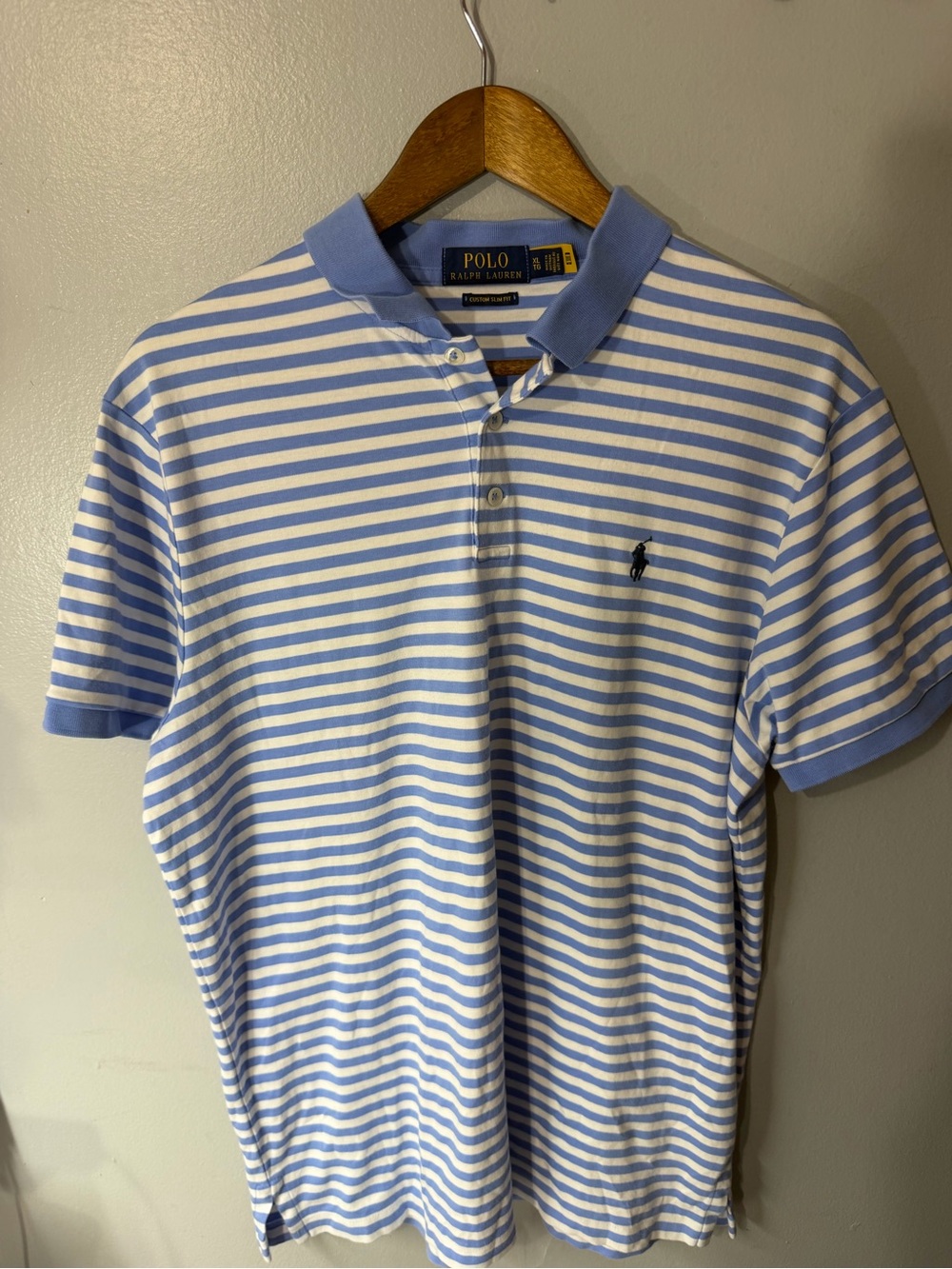 Polo by Ralph Lauren Men’s Light Blue & White Striped Polo